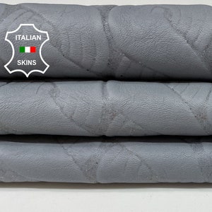 NATURAL GRAY STRETCH Embossed Textured Print Soft Italian Lambskin Lamb Sheep Leather hides hide skin skins 4sqf 1.0mm #B1600