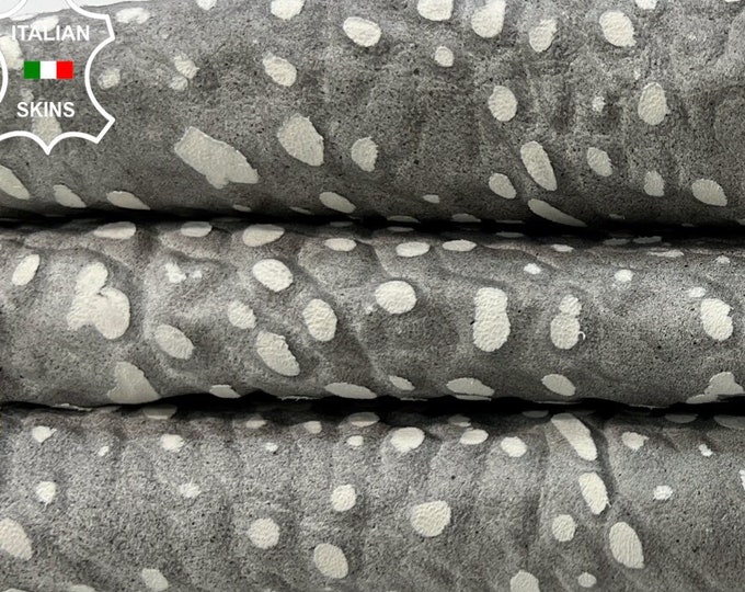 GREY DISTRESSED BUBBLY Grainy Vintage Look Thick Italian Goatskin Goat Leather hide hides skin skins 5+sqf 1.1mm #B9948