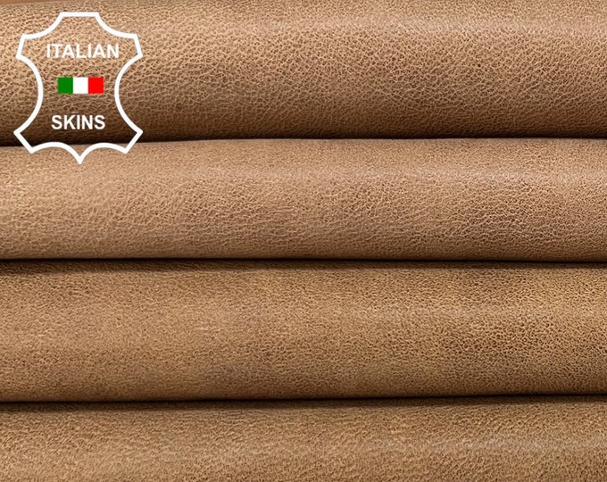 SAND LIGHT BROWN Vegetable Tan Vintage Look Soft Italian Lambskin Lamb Sheep Leather pack 2 hides skins total 12sqf 0.7mm #B6802