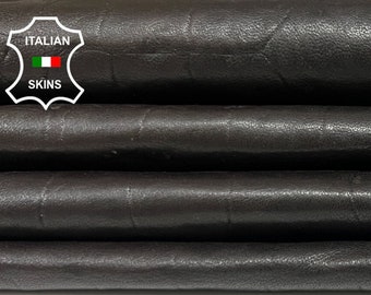 DARK BROWN ANTIQUED Crocodile Print Vegetable Tan On Soft Italian Lambskin Lamb Sheep Leather hide hides skin skins 10sqf 0.8mm #B4169