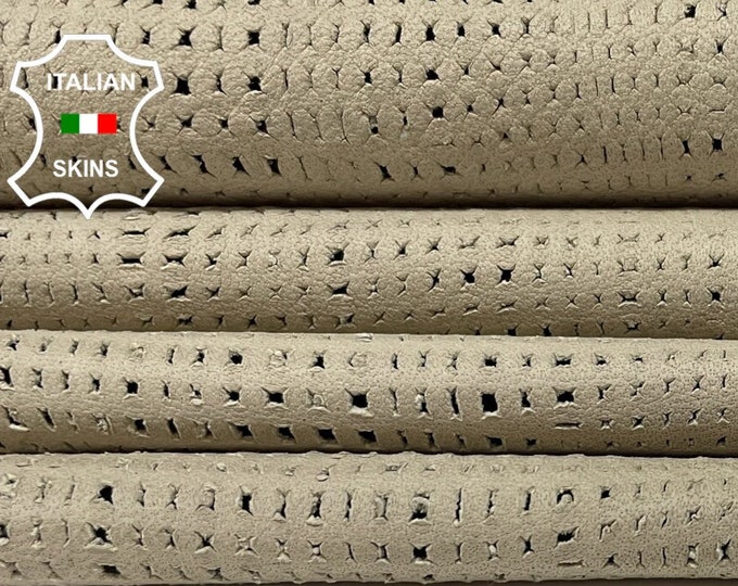 NATURAL BEIGE PERFORATED Textured Print Thin Soft Italian Lambskin Lamb Sheep Leather hides hide skin skins 5sqf 0.5mm #B1938