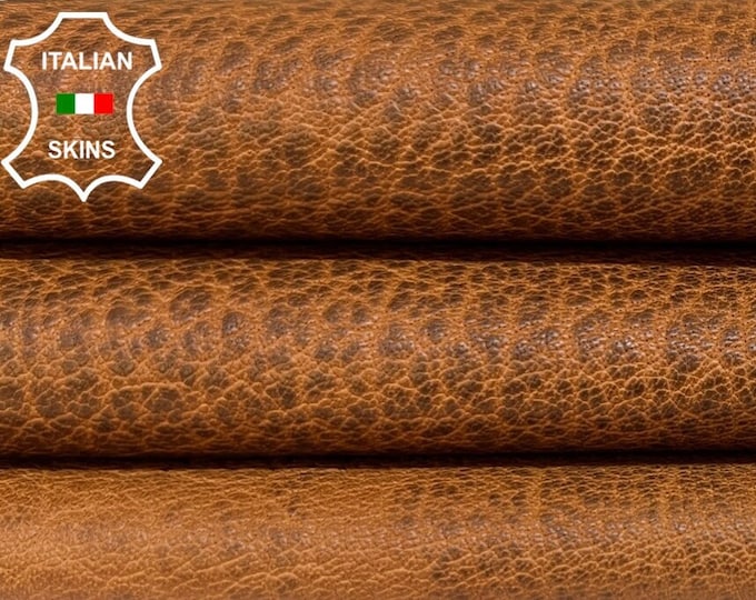 BROWN GRAINY DISTRESSED Antiqued Thick Soft Italian Calfskin Cow Leather hide hides skin skins 8+sqf 1.4mm #B4408