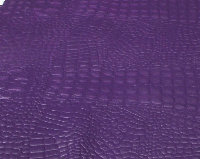 PURPLE CROCODILE ALLIGATOR embossed textured on Italian Goatskin leather 12 skins hides total 80-90sqf 0.8mm