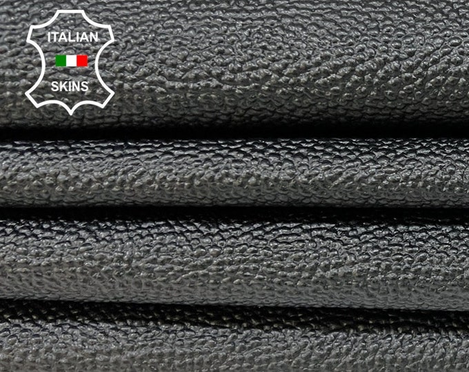 BLACK PEBBLE GRAINY Thick Italian Goatskin Goat leather pack 2 hides skins total 12+sqf 1.4mm #B8772