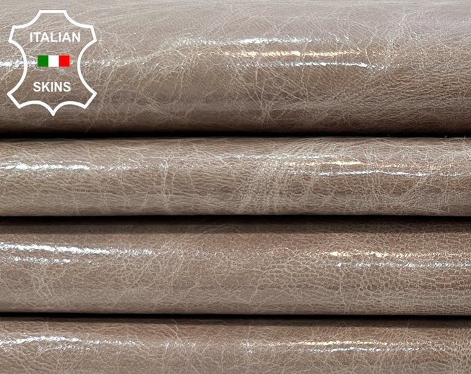 TAUPE BEIGE CRINKLE Shiny Vintage Look Italian Goatskin Goat leather pack 3 hides skins total 10sqf 0.8mm #C60