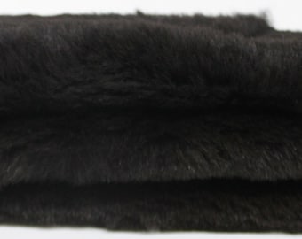 DARK BROWN on SUEDE sheepskin shearling fur hairy sheep Italian leather skin hide 13"x21" #A9436