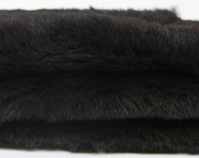 DARK BROWN on SUEDE sheepskin shearling fur hairy sheep Italian leather skin hide 13"x21" #A9436