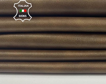 BRONZE PEARLISED DISTRESSED antiqued look rough thick Italian Genuine Goatskin Goat Leather 2 skins total 12sqf 1.1mm #C3482