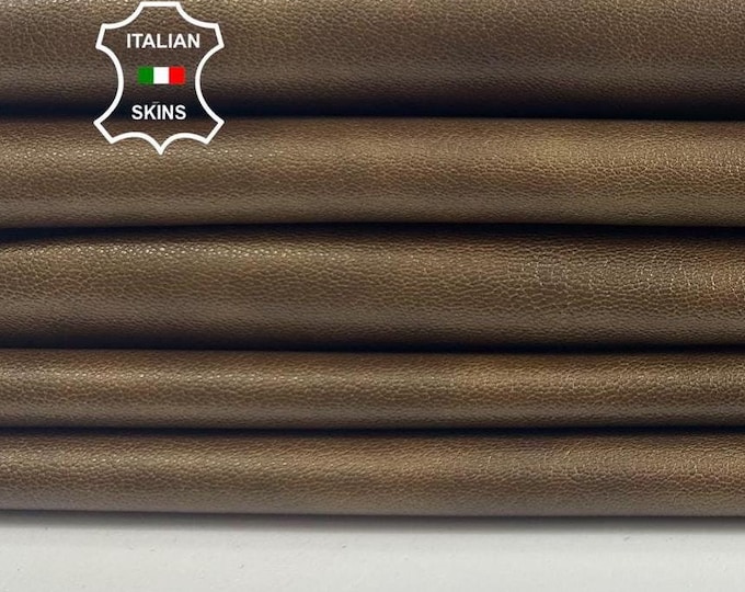 BRONZE PEARLISED DISTRESSED antiqued look rough thick Italian Genuine Goatskin Goat Leather 2 skins total 12sqf 1.1mm #C3482