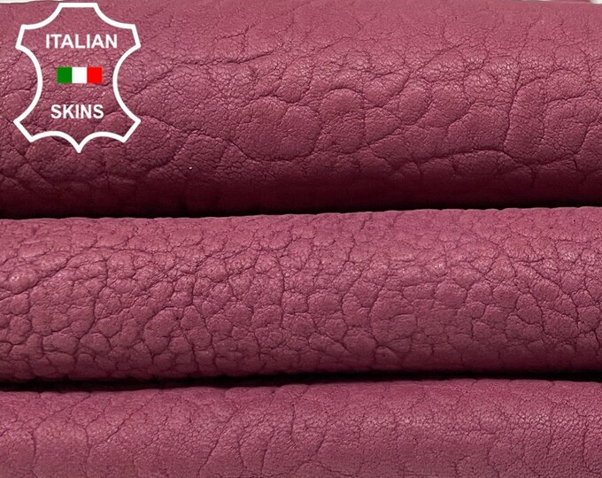 WASHED WINE GRAINY Vintage Look Vegetable Tan Thick Soft Italian Lambskin Lamb Sheep Leather hides hide skin skins 7+sqf 1.3mm #B2266