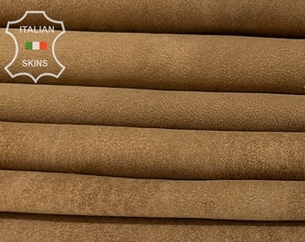 BROWN NUBUCK VINTAGE Look Soft Italian Lambskin Lamb Sheep Leather pack 2 hides skins total 11sqf 0.8mm #B7394