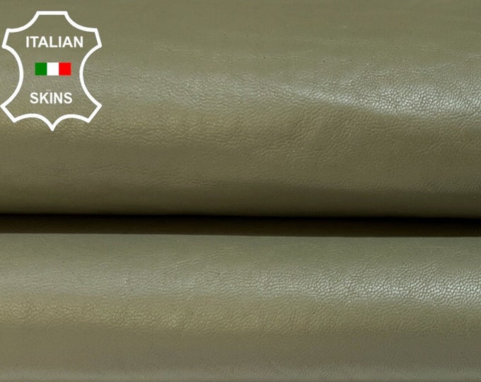 KHAKI OLIVE VEGETABLE Tan Backed Very Thick Italian Lambskin Lamb Sheep Leather hide hides skin skins 5sqf 1.4mm #B4672