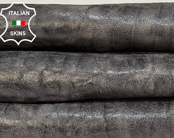 DARK TAUPE GRAY Grainy Vegetable Tan Shiny Vintage Look Thick Soft Italian Lambskin Lamb Sheep Leather hide hides skins 3+sqf 1.2mm #B6808