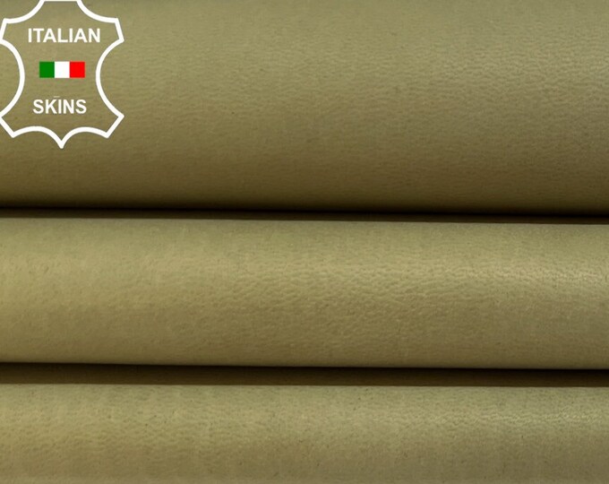 OLIVE GREEN NAKED Vegetable Tan Thick Soft Italian Lambskin Lamb Sheep leather hide hides skin skins 7sqf 1.1mm #B5004