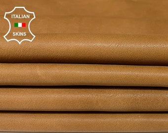 NATURAL BROWN VEGETABLE Tanned soft Italian Goatskin Goat leather hides pack 2 skins total 12sqf 1.2mm #A9802