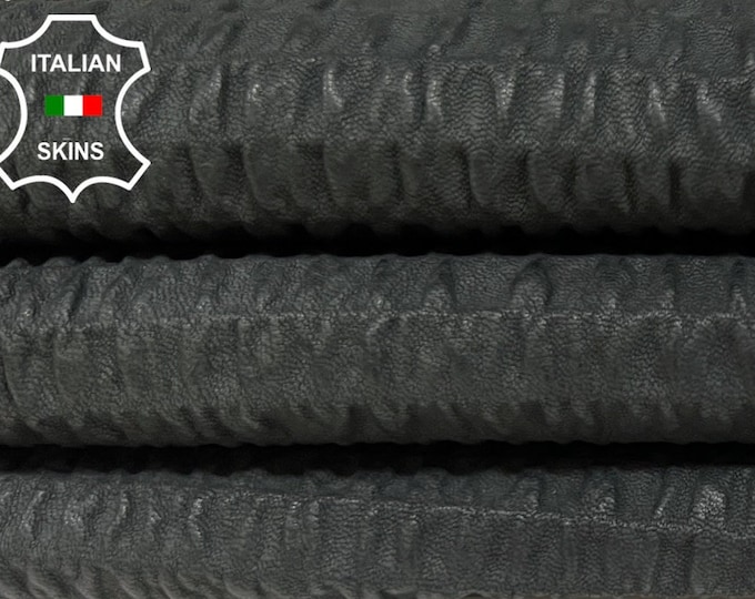 ANTHRACITE DARK Gray Textured Soft Italian STRETCH Lambskin Lamb Sheep Leather hide hides skin skins 3+sqf 0.7mm #B3518