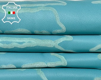 SKY BLUE TEXTURED printed engraved soft Italian Lambskin Lamb Sheep leather skin hide hides skins 7sqf 0.7mm #A8718