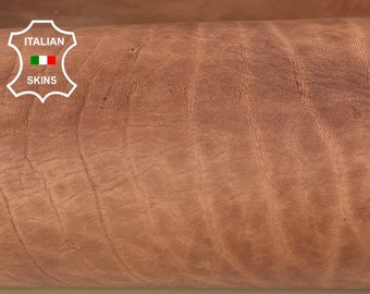 NATURAL BROWN VACHETTA Vegetable Tan Full Grain Naked Tooling Heavy Thick Strong Italian Cow leather skin hide 27"x54" 4.5-5.5mm 12oz #B9753