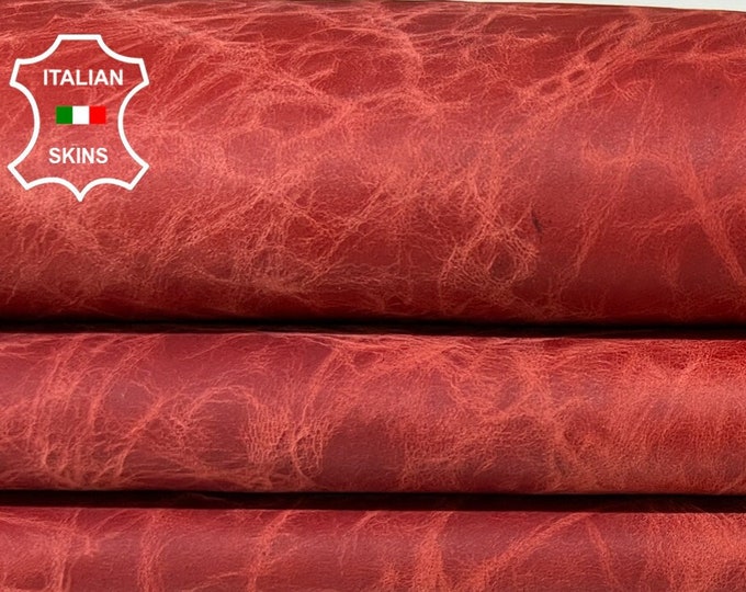 RED VINTAGE Look VEGETABLE Tan Italian Goatskin Goat Leather hide hides skin skins 3+sqf 1.0mm #B9279