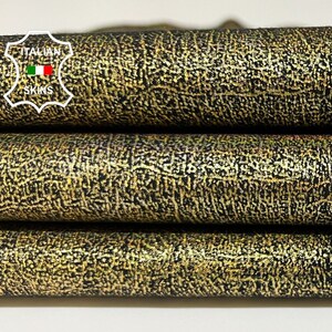 METALLIC BRASS Cracked Crackled Soft Italian Goatskin Goat Leather hide hides skin skins 4+sqf 0.8mm #B5685