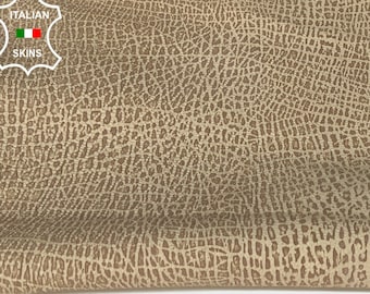 BEIGE WALNUT CRACKED Textured Vintage Look Vegetable Tan Soft Italian Goatskin Goat Leather hide hides skin skins 4sqf 1.0mm #B6812