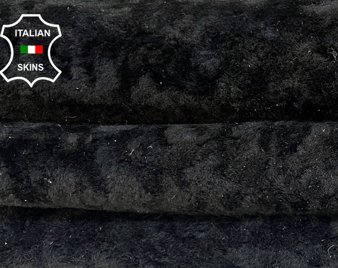 BLACK Hair On Soft sheepskin shearling fur hairy sheep Italian leather hide hides skin skins 27"x43"  #B8632