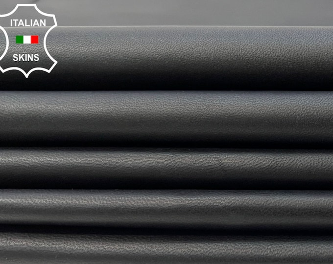 NATURAL ANTHRACITE DARK Grey Midnight Black Thin Very Soft Italian Lambskin Lamb Sheep leather pack 2 hides skins total 10+sqf 0.5mm #B9876