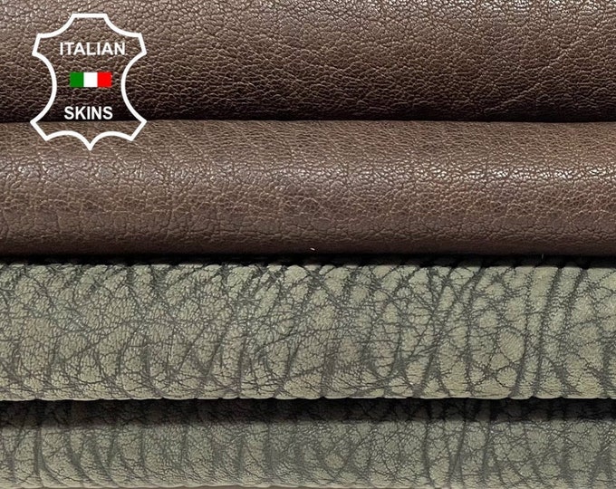 PACK BROWN & PETROL Antiqued Vintage Look soft Italian Lambskin Lamb Sheep leather hides pack 2 skins total 8sqf 1.3mm #A9983