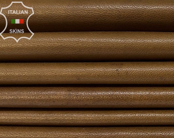 BROWN VEGETABLE TAN Thin Soft Italian Lambskin Lamb Sheep Leather pack 2 hides skins total 15sqf 0.6mm #B8138