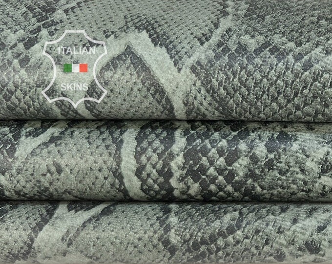 GREYISH BLUE SNAKE Print On Soft Italian Lambskin Lamb Sheep Leather hide hides skins skins 6+sqf 0.8mm #B8090