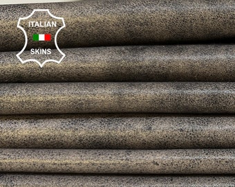 Delivered Duty Paid-TAUPE BROWN DISTRESSED Vintage Look Thin Soft Italian Lamb Leather pack 2 skins total 12sqf 0.6mm #B4094