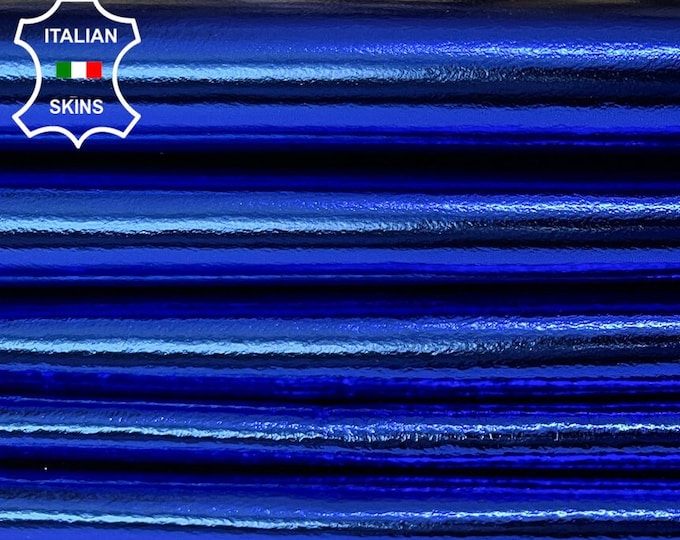 METALLIC ROYAL BLUE Soft Italian Lambskin Lamb Sheep Leather pack 2 hides skins total 14sqf 0.7mm #B9056