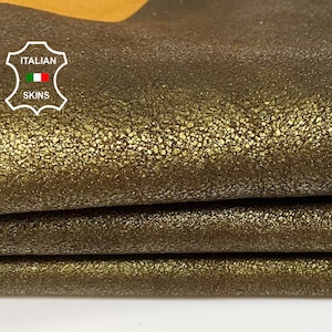 METALLIC BRONZE CRACKLED Vintage Look thick soft Italian Goatskin Goat leather hide hides skin skins 6sqf 1.4mm #A9788