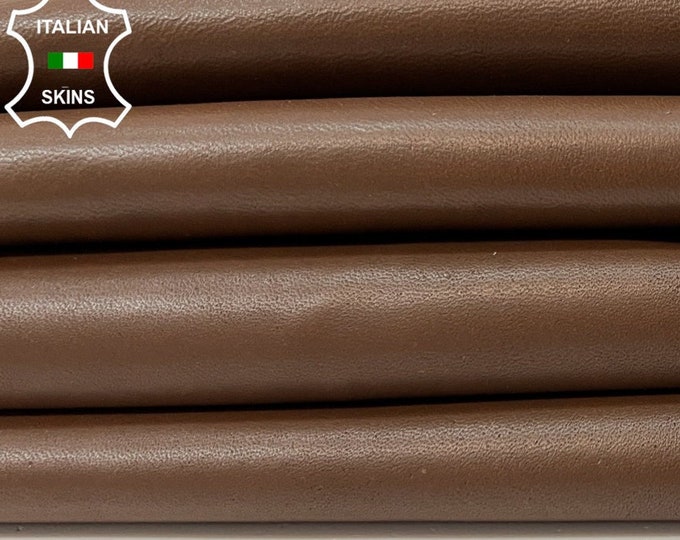 TAWNY BROWN Soft Italian Lambskin Lamb Sheep Leather pack 4 hides skins total 24sqf 0.8mm #B9798