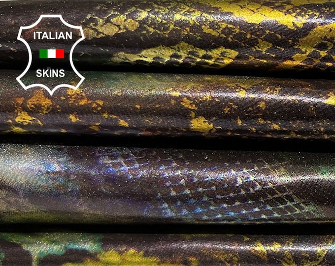 METALLIC MULTICOLOR SNAKE Print Distressed On Lambskin Lamb Sheep Leather hides pack 2 skins total 11sqf 0.8mm #B6277