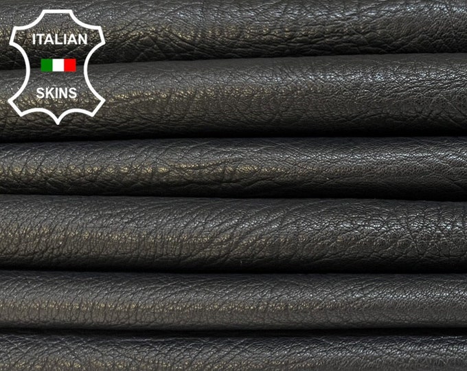 BLACK ELEPHANT GRAINY Vegetable Tan Thick Soft Italian Lambskin Lamb Sheep Leather pack 2 hides skins total 14sqf 1.1mm #B4397
