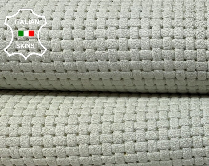 UNDYED WOVEN TEXTURED Print Greenish Gray Thick Italian Goatskin Goat Leather hides hide skin skins 6sqf 1.4mm #B2218