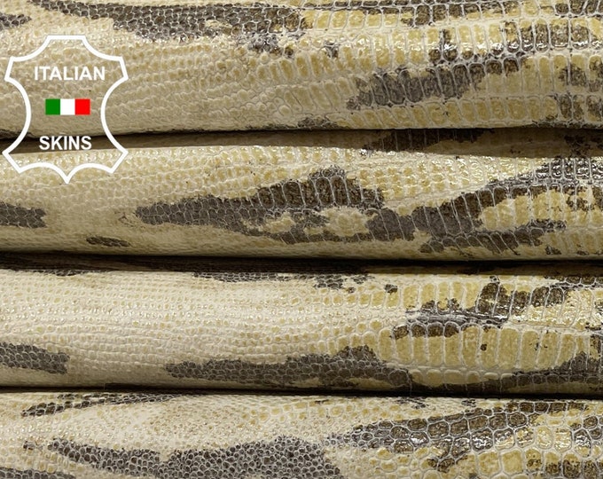 BEIGE TEJUS REPTILE Print On Italian Goatskin Goat Leather hides hide skin skins 6+sqf 0.6mm #B1609