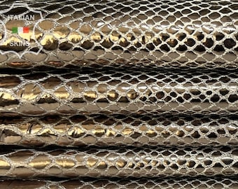 METALLIC PEWTER SNAKE Textured Print On Soft Italian Lambskin Lamb Sheep Leather pack 2 hides skins total 9+sqf 1.0mm #B7693