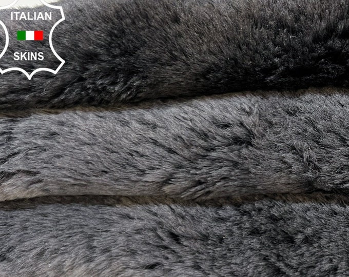 DARK GRAY Hair On sheepskin shearling fur hairy sheep Italian leather skin skins hide hides 14"x28"   #B3964