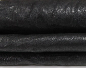 WASHED WRINKLED BLACK vegetable tan Italian genuine Lambskin Lamb Sheep leather skins hides 0.5mm to 1.2mm
