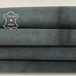 GRAY NUBUCK VINTAGE Look Italian Goatskin Goat Leather pack 2 hides skins total 10sqf 0.9mm #B7390