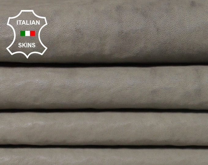 NATURAL GREY / Wool backside gray soft Italian Lambskin Lamb Sheep leather 2 hides skins 12sqf #A5524