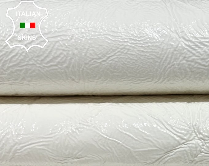 COATED WHITE CRINKLED Italian Goatskin Goat Leather hide hides skin skins 4+sqf 0.9mm #B4629
