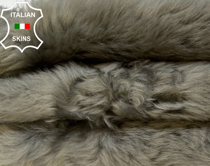 TAUPE GRAY Hair On sheepskin shearling fur hairy sheep Italian leather skin skins hide hides 13"x22"  #B3958