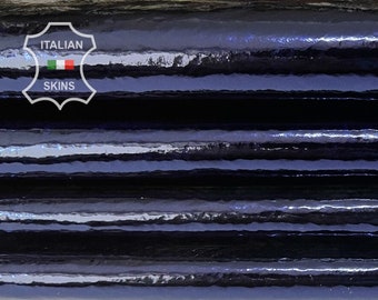 Delivered Duty Paid-METALLIC DEEP OCEAN Blue Crinkled Italian Goatskin Goat Leather pack 2 skins total 9sqf 0.7mm #B7189