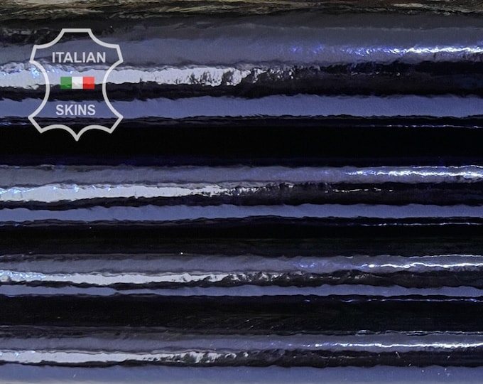 METALLIC DEEP OCEAN Blue Crinkled Italian Goatskin Goat Leather pack 2 hides skins total 9sqf 0.7mm #B7189