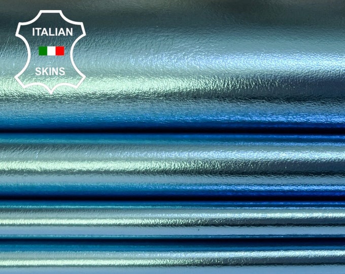 METALLIC SKY BLUE Italian Goatskin Goat Leather pack 2 hides skins total 12sqf 0.9mm #B4829