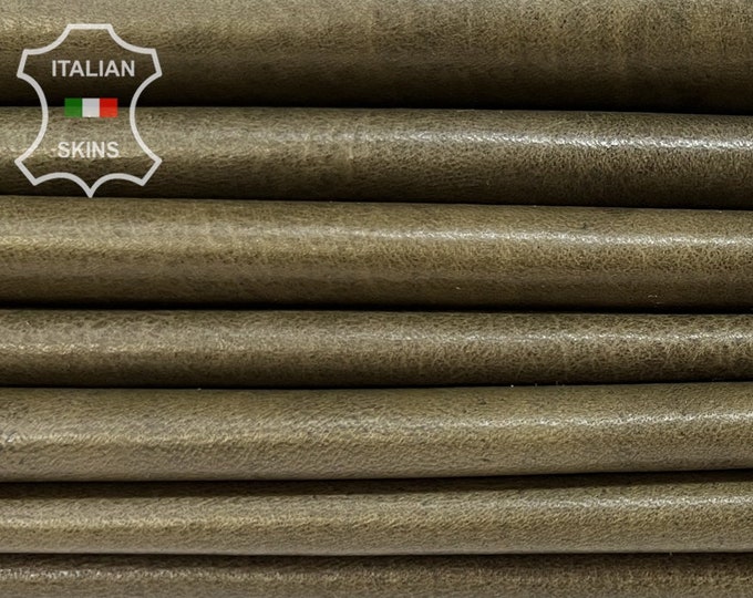 OLIVE GREEN Antiqued Rustic Vegetable tan Soft Italian Lambskin Lamb Sheep Leather pack 6 hides skins total 30sqf 0.7mm #B7183