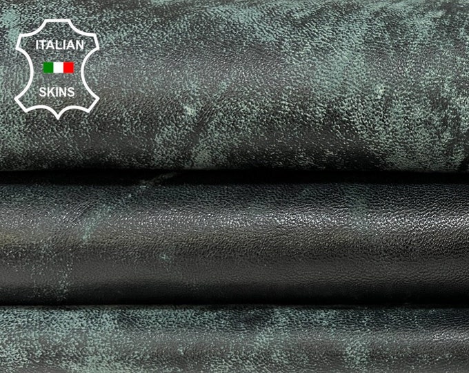 TEAL GREEN Stonewash Antiqued Vintage Look Soft Italian Lambskin Lamb Sheep Leather hide hides skin skins 6sqf 1.0mm #B9394